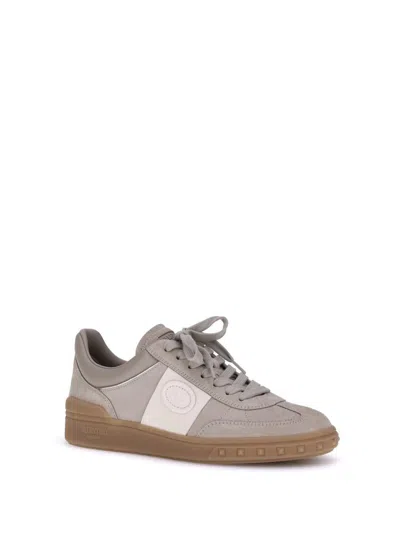 Valentino Studded Leather Low-top Sneakers In Gray