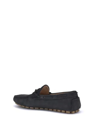 Valentino Garavani Driver Fastaway Loafer In Deerskin Suede In Blue
