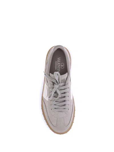 Valentino Studded Leather Low-top Sneakers In Gray