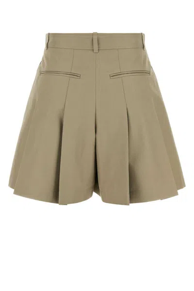Alexander Mcqueen Women Dove Grey Cotton Shorts In Green