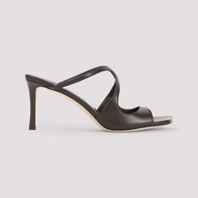 Jimmy Choo Anise 75 Leather Sandals In Blue