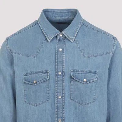 Tom Ford Cotton Denim Shirt In Blue