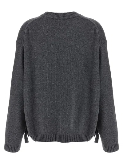 Ganni Sweater Wool Side Ties In Black