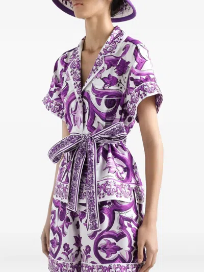 Dolce & Gabbana Majolica Print Silk Twill Shirt Women