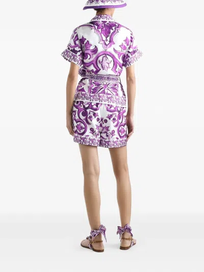 Dolce & Gabbana Majolica Print Silk Twill Shirt Women