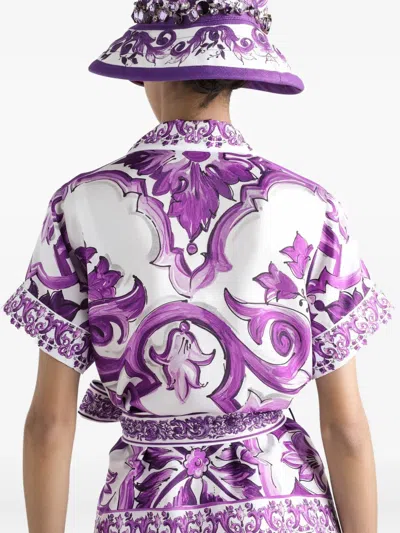 Dolce & Gabbana Majolica Print Silk Twill Shirt Women