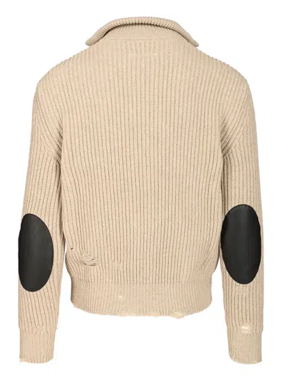 Mm6 Maison Margiela Wool Blend Knitted Jacket Jackets Beige