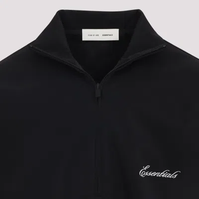 Essentials Logo Embroidered Half-zip Sweatshirt In Blue