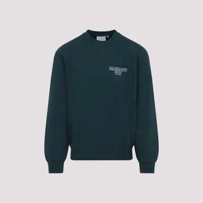 Carhartt Ip Mens Dark Fir Alumni Brand-embroidery Cotton-jersey Sweatshirt In Green