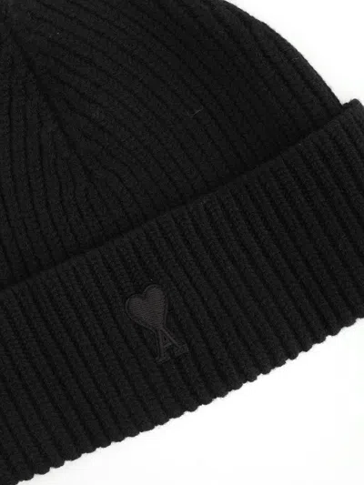 Ami Alexandre Mattiussi Wool Hat With Logo In Black