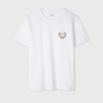 Ps By Paul Smith Women's Organic Cotton 'swirl' Heart T-shirt White In White