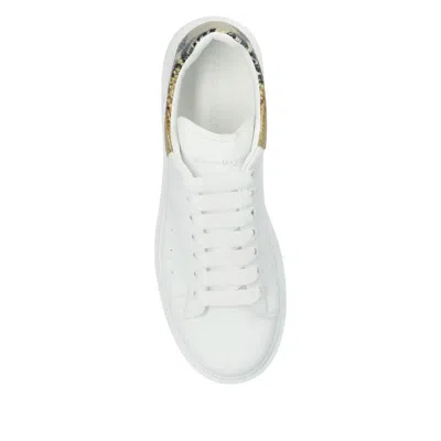 Alexander Mcqueen White Oversize Sneakers With Snake Print On The Heel In Leather Man