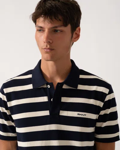 Gant Men Striped Polo Shirt In Blue