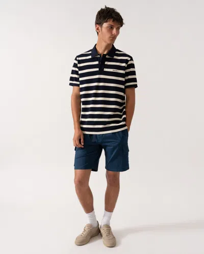 Gant Men Striped Polo Shirt In Blue