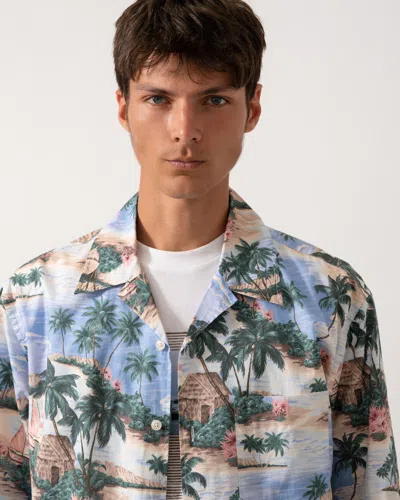 Gant Mens Resort Island Print Short Sleeve Shirt In Multi