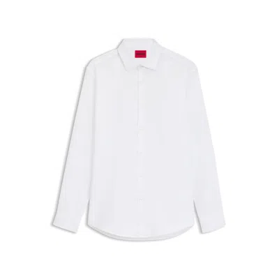 Hugo Boss Slim-fit Shirt In Cotton With Logo Jacquard In White
