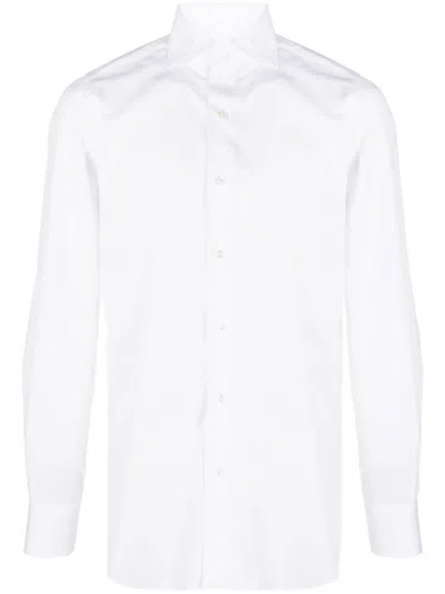 Finamore 1925 Napoli Slim Fit Flannel Shirt In White