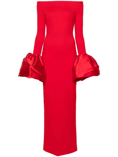 Solace London Talia Off-the-shoulder Faille-trimmed Crepe Gown