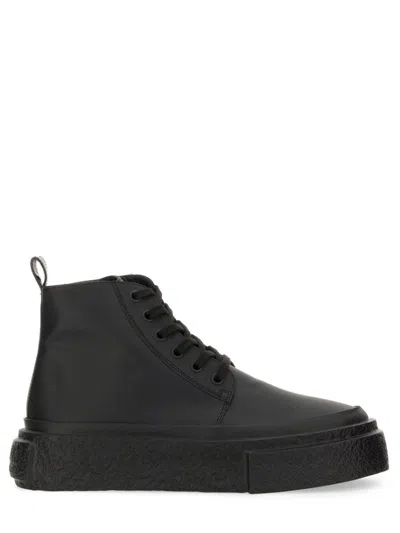 Mm6 Maison Margiela Mm6 Oversized Sole High-top Leather Sneakers In Black