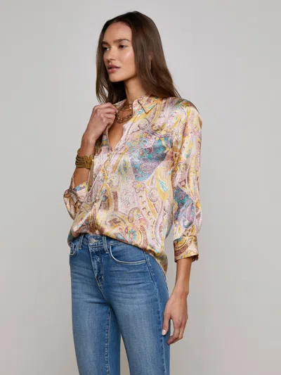 L Agence Dani Silk Blouse In Multi