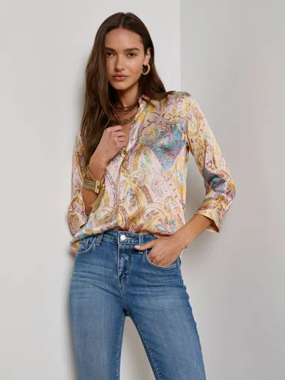 L Agence Dani Silk Blouse In Multi