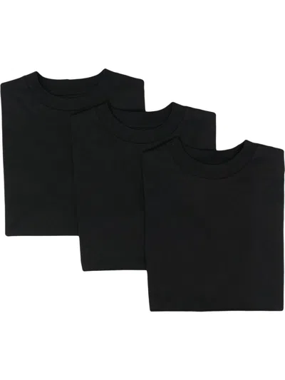 Jil Sander Three-pack Logo Patch T-shirt In Black