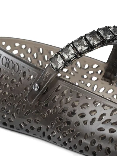 Jimmy Choo The Jelly Transparent Black Ballet Flats With Crystals Women In Black