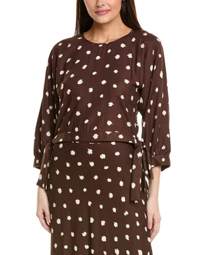 1.state Ties Linen-blend Blouse In Brown