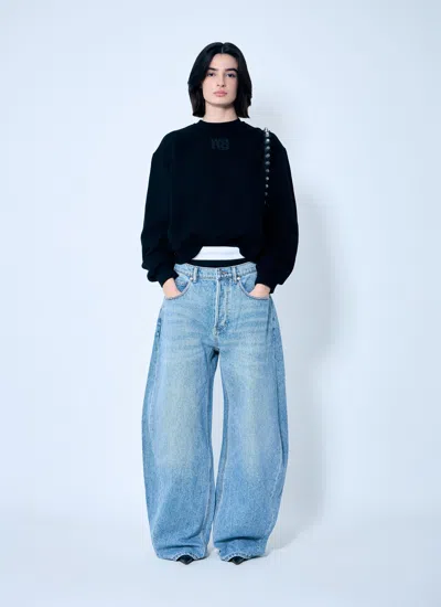 Alexander Wang Essential Terry Crew Neck Cotton Sweatshirt Clothing In Black
