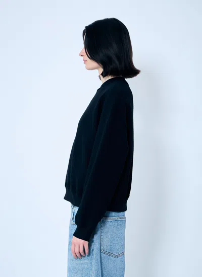 Alexander Wang Essential Terry Crew Neck Cotton Sweatshirt Clothing In Black