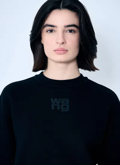 Alexander Wang Essential Terry Crew Neck Cotton Sweatshirt Clothing In Black