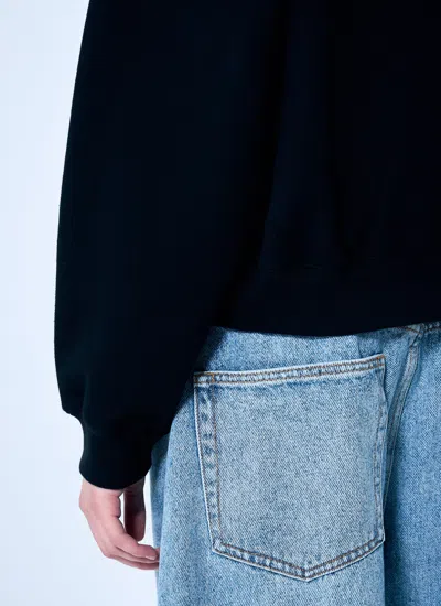Alexander Wang Essential Terry Crew Neck Cotton Sweatshirt Clothing In Black