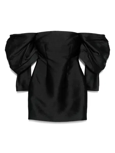 Solace London Freja Satin Minidress In Black
