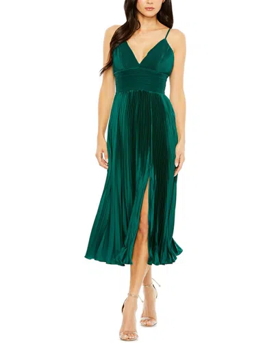 Mac Duggal 49721 A Line Cocktail Pleated Midi Length Dress In Green