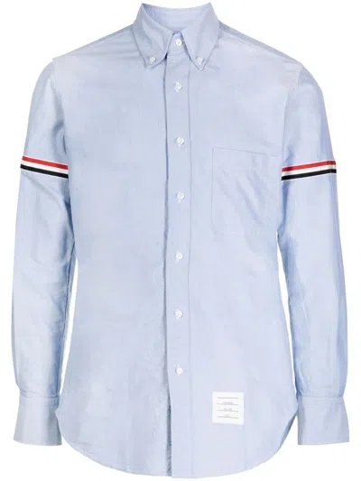 Thom Browne Striped Buttoned Shirt In Blue