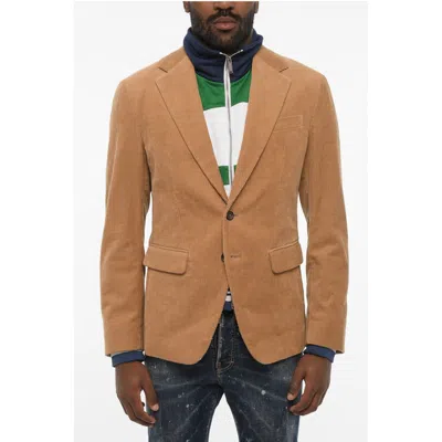 Dsquared2 Double Fabric Cordoroy Blazer In Brown