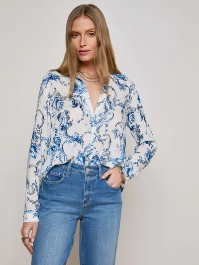 L Agence Holly Blouse In Blue