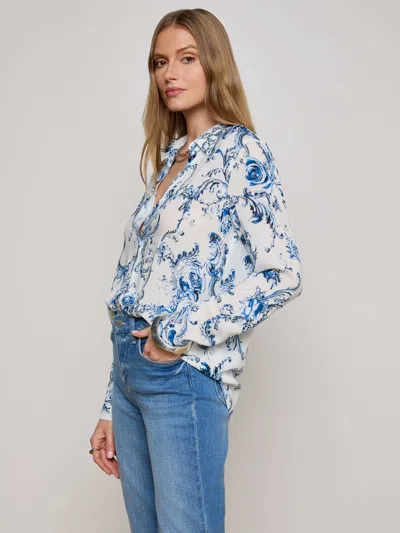 L Agence Holly Blouse In Blue