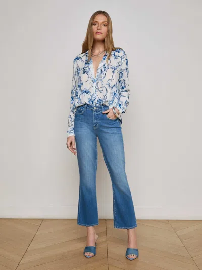 L Agence Holly Blouse In Blue
