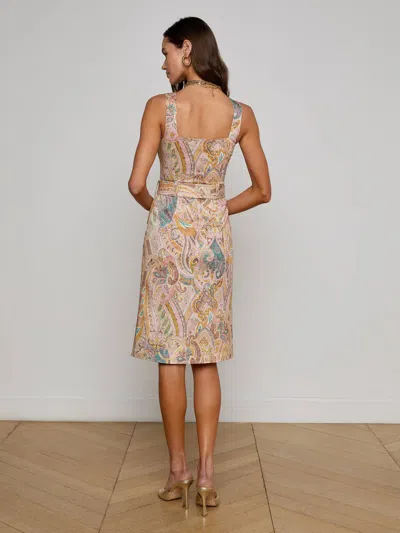 L Agence Western Paisley Idy Button-front Tank Dres In Neutral