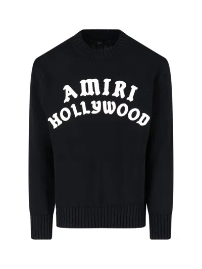Amiri Black Sweater With Maxi Logo Lettering On The Front