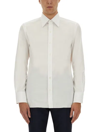 Tom Ford Mens Optical White Slim-fit Long-sleeves Cotton-poplin Shirt In White
