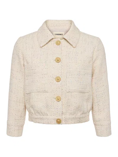 L Agence Jia Sequined Tweed Jacket In Neutral