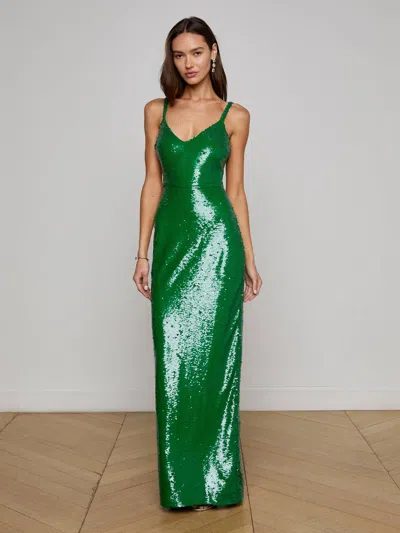 L Agence Karma Sequin Maxi Dress In Green
