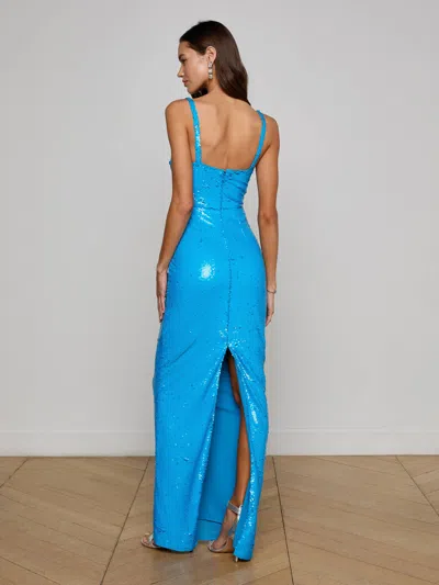 L Agence Karma Sequin Maxi Dress In Blue