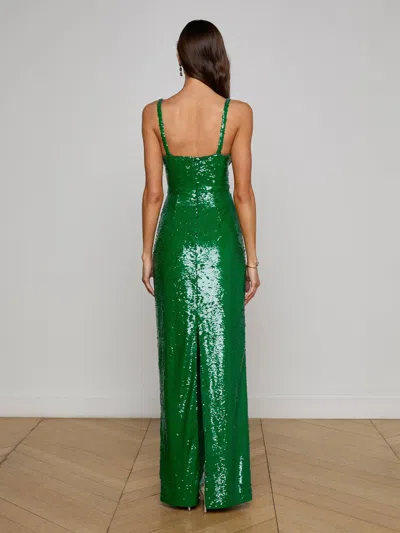 L Agence Karma Sequin Maxi Dress In Green