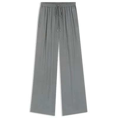 Hugo Boss Wide-leg Trousers With Logo Jacquard In Gray