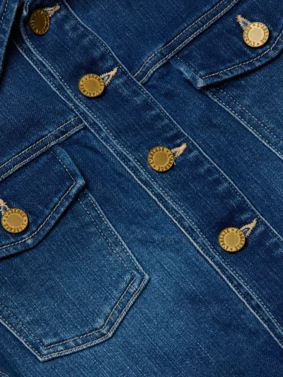 L Agence Genevie Cropped Denim Jacket In Blue