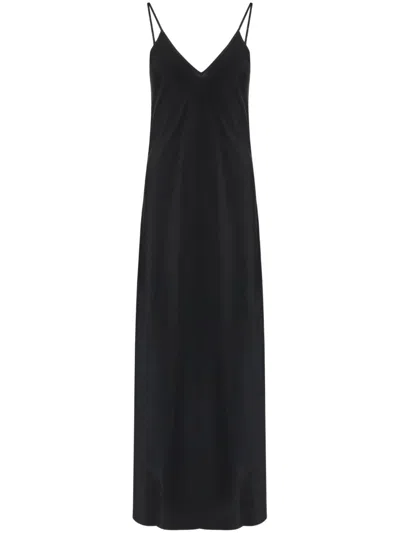 Mm6 Maison Margiela Mm6 By Maison Margiela Three Way Silk Dress With Deep V-neckline In Black
