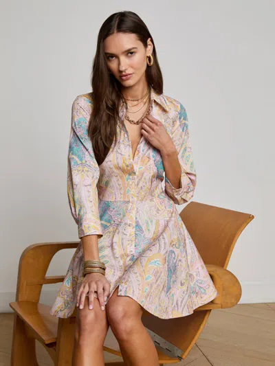 L Agence Meadow Mini Shirt Dress In Multi